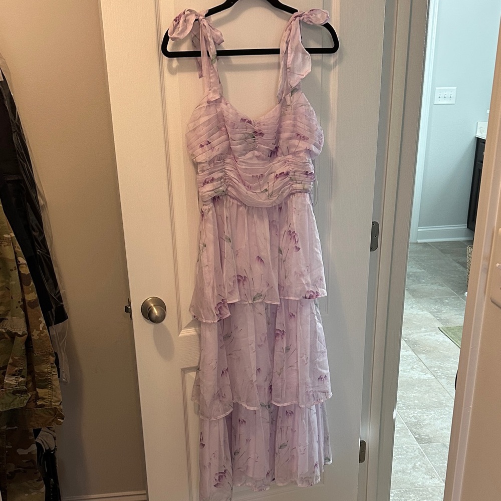 ASTR Floral Layered Dress with Tie Straps